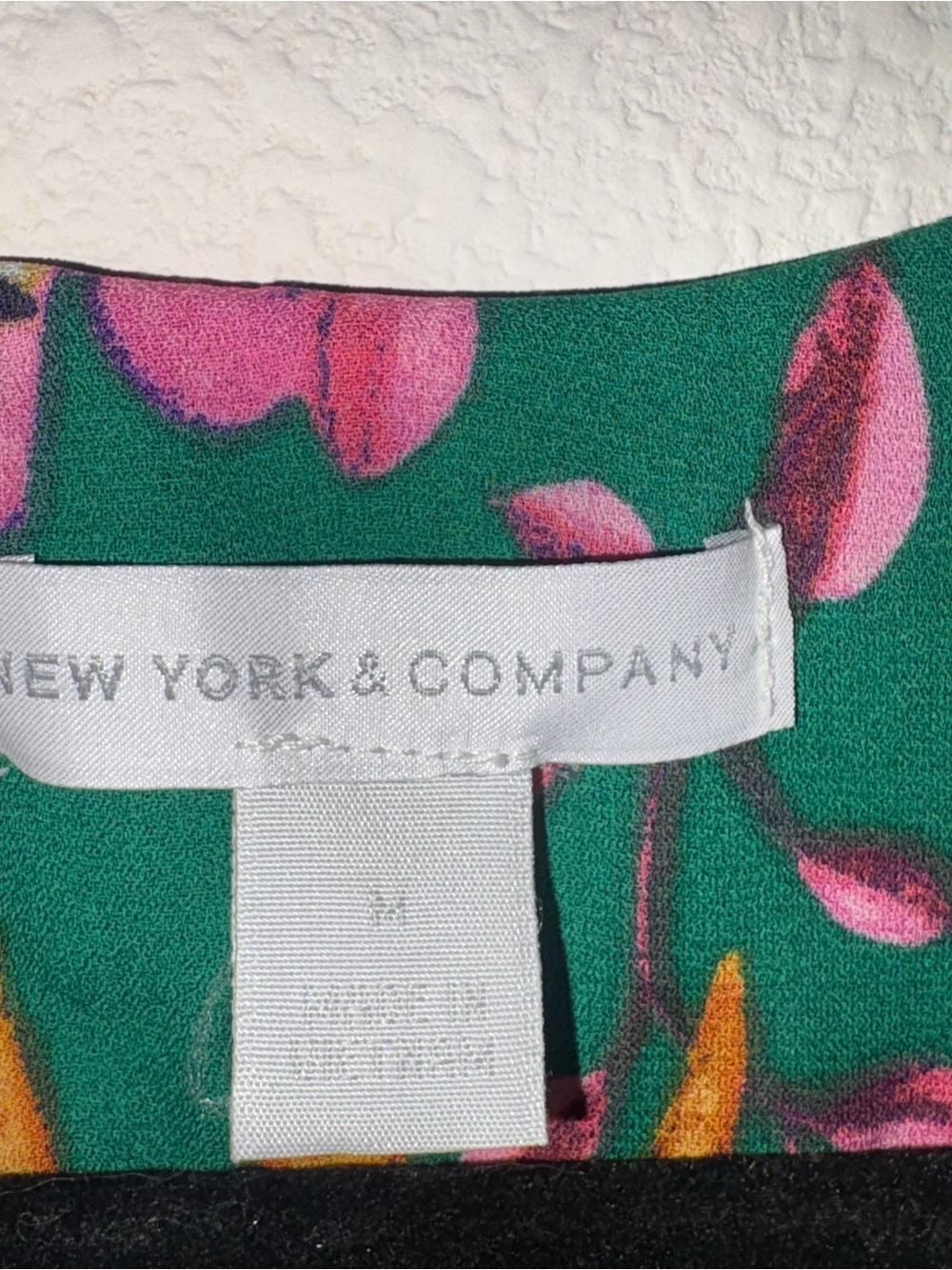 New York & Company Green Floral Wrap Maxi Dress with Pink Accents - Picture 4 of 7
